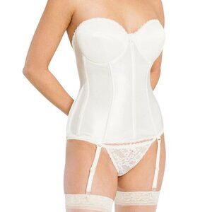 Va Bien Cream Smooth Satin Hourglass Bustier Garter